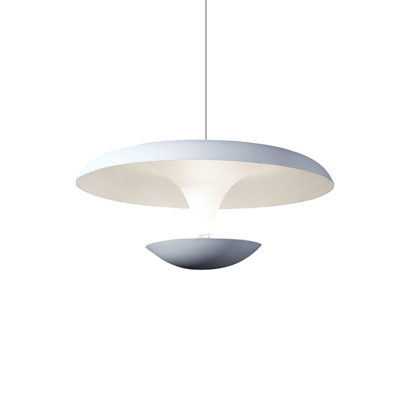Luz de colgante de disco blanco lámpara de estar de sala de estar de metal creativo moderno, 8.5 "/19.5" de ancho