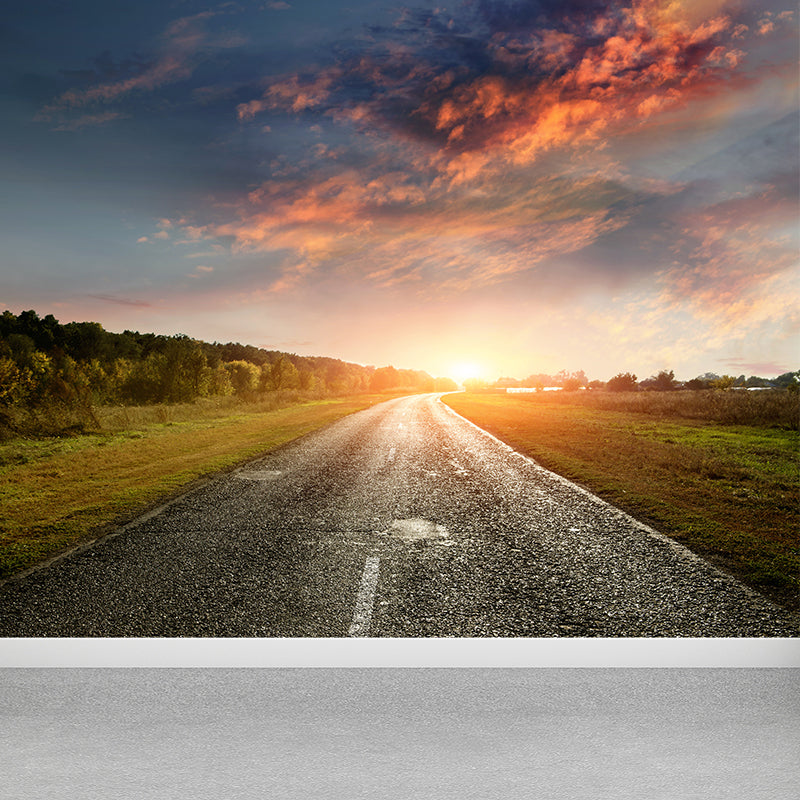 Giant Contemporary Wall Mural in Light Color Road and Sky Wall Decor, Custom Printed