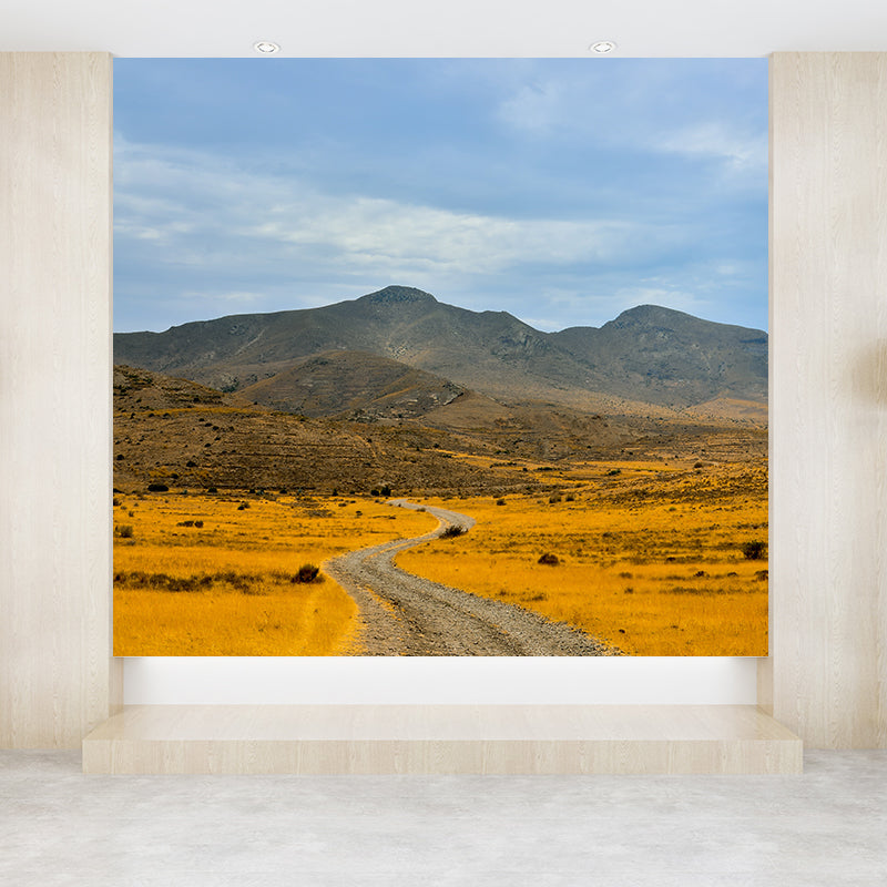 Peinture murale contemporaine géante en couleur claire, décoration murale route et ciel, imprimée sur mesure
