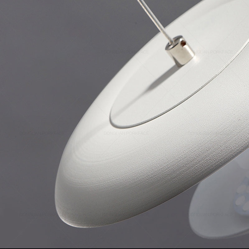 Luz de colgante de disco blanco lámpara de estar de sala de estar de metal creativo moderno, 8.5 "/19.5" de ancho