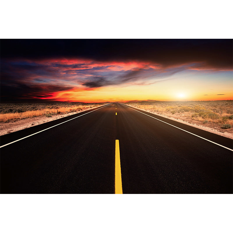 Modern Express Way Mural Non-Woven Stain Resistant Light Color Wall Art for Living Room