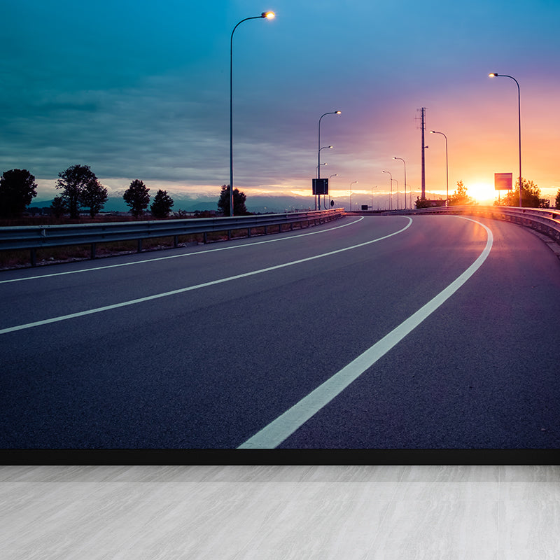 Stain-Proof Highway Wall Mural Non-Woven Texture Modern Wall Decor for Girls Room