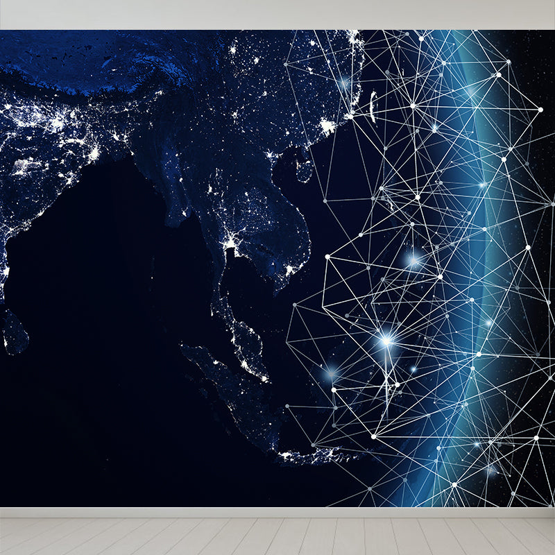 Modern Abstract Mural Decal Dark Color Water Resistant Wall Covering for Bathroom