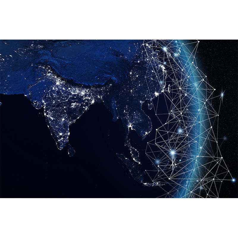 Modern Abstract Mural Decal Dark Color Water Resistant Wall Covering for Bathroom