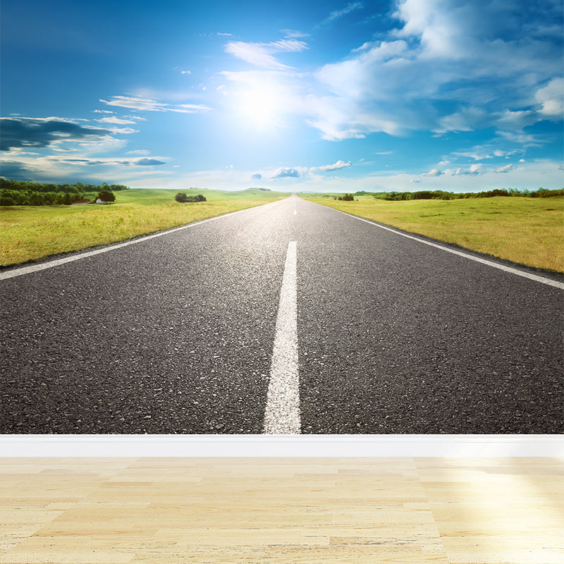 Road Wall Mural Modern Decorative Living Room Wall Covering, Custom Size Available