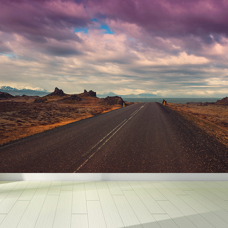 Soft Color Highway Mural Decal Moisture Resistant Contemporary Bathroom Wall Covering