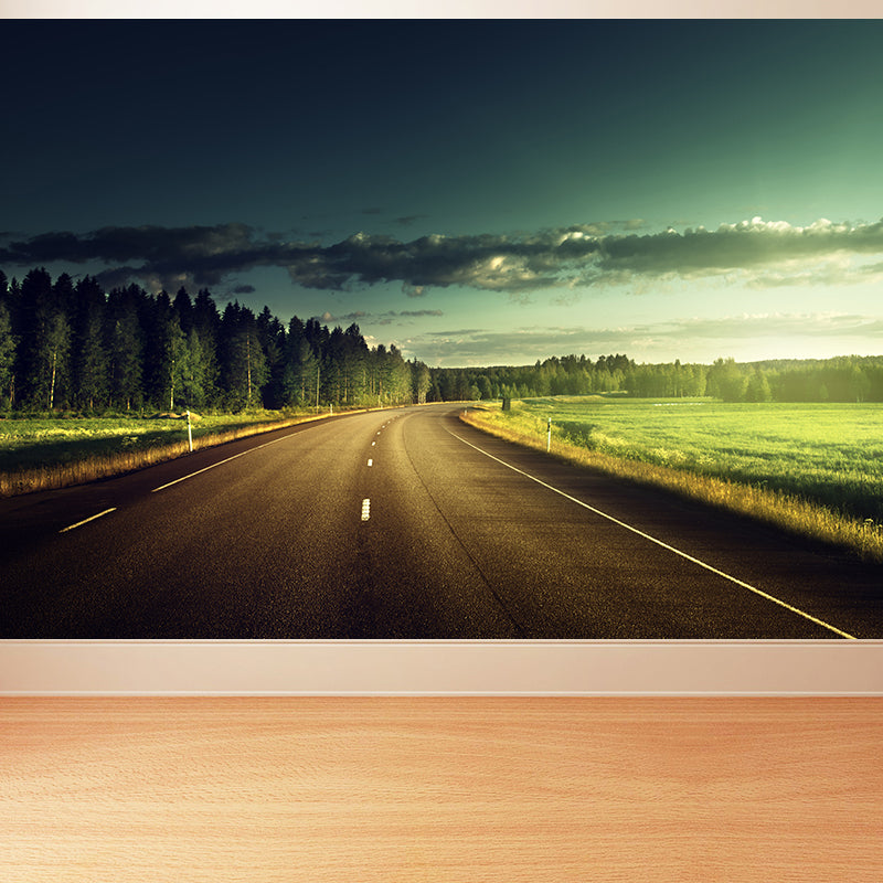 Soft Color Highway Mural Decal Moisture Resistant Contemporary Bathroom Wall Covering