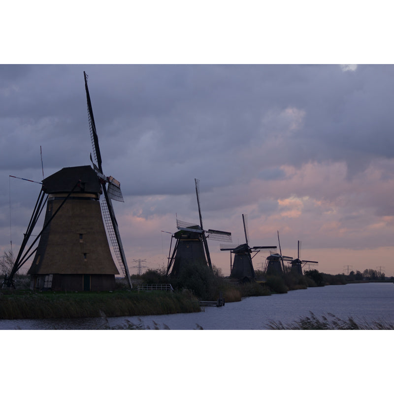 Rotating Windmill Mural Wallpaper for Dining Room Summer Wall Decor, Custom Printed