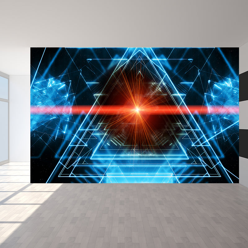 Abstract Pattern Mural Wallpaper Modern Non-Woven Texture Wall Covering in Dark Blue