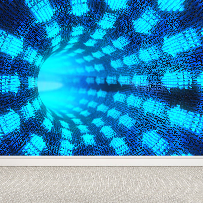 Abstract Pattern Mural Wallpaper Modern Non-Woven Texture Wall Covering in Dark Blue