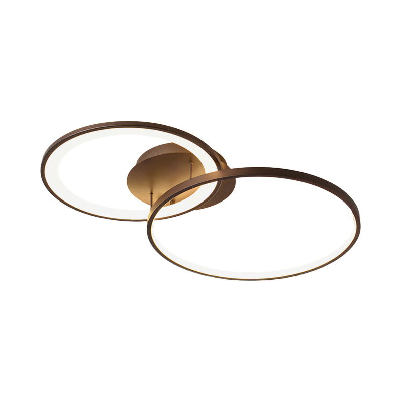 Plafonnier encastré à 2 anneaux en acrylique modernisme LED luminaire encastré marron