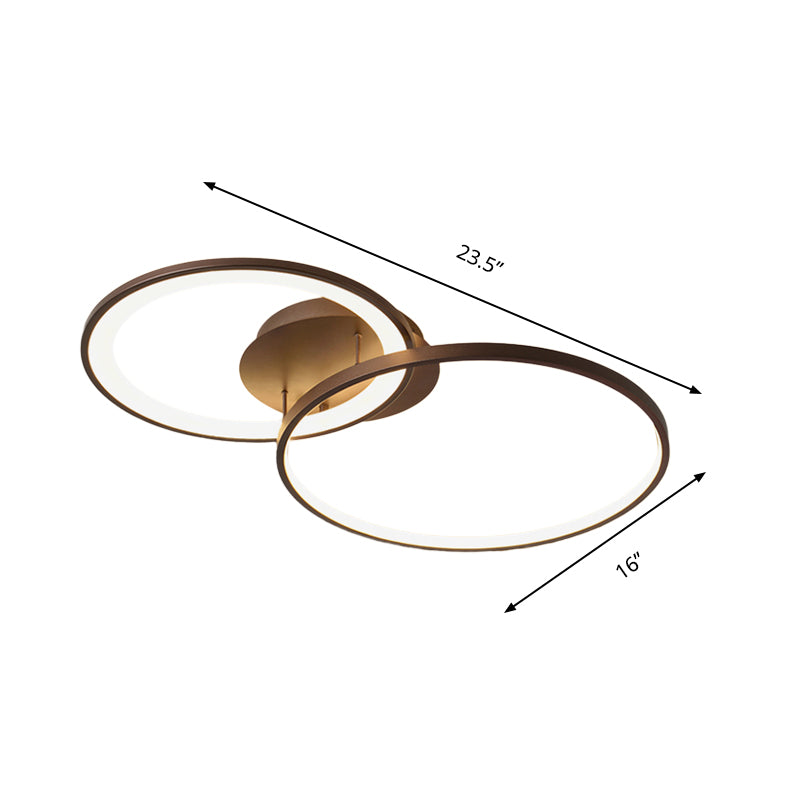 Plafonnier encastré à 2 anneaux en acrylique modernisme LED luminaire encastré marron