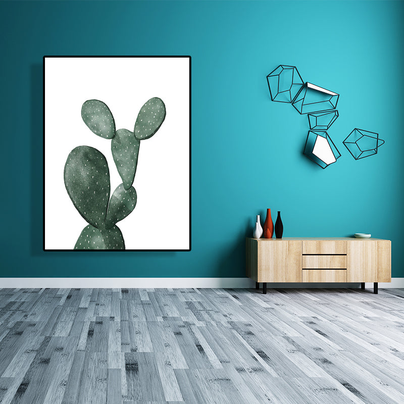 Tropical Plant Cactus Wall Art Green Textured Surface Canvas Print for Sitting Room
