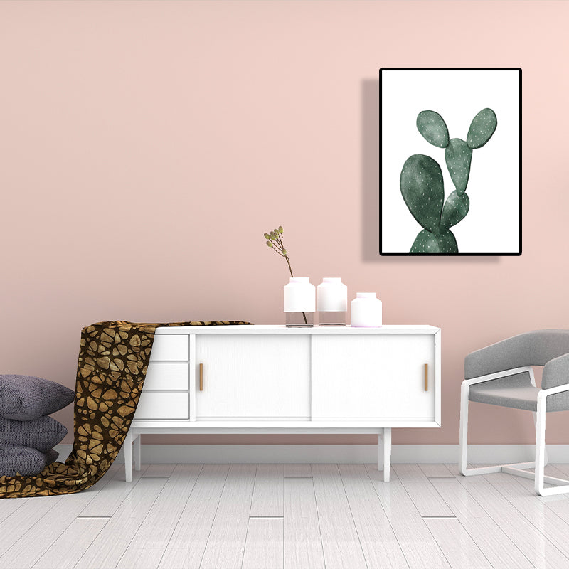 Tropical Plant Cactus Wall Art Green Textured Surface Canvas Print for Sitting Room