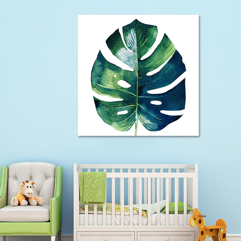 Stylish Tropical Plant Leaves Art Print for Bedroom Botanical Wall Decor in Green