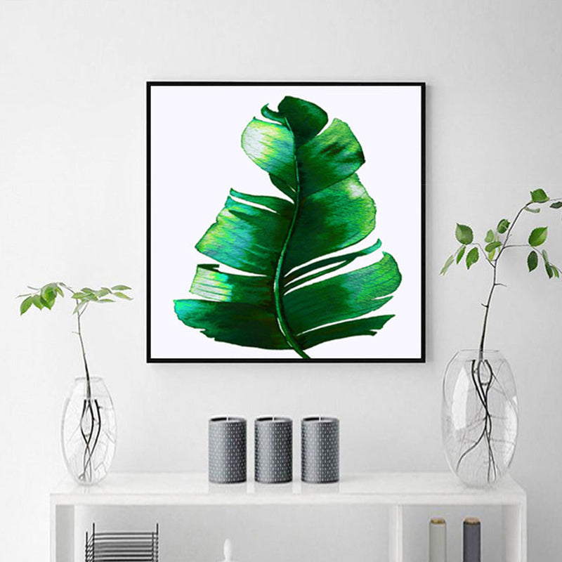 Stylish Tropical Plant Leaves Art Print for Bedroom Botanical Wall Decor in Green