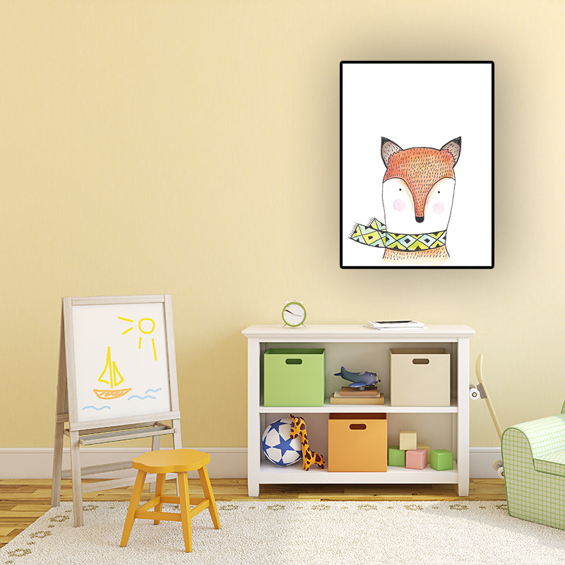 Animal Print Wall Art Living Room Pot Plant Canvas Painting in White for House Decor