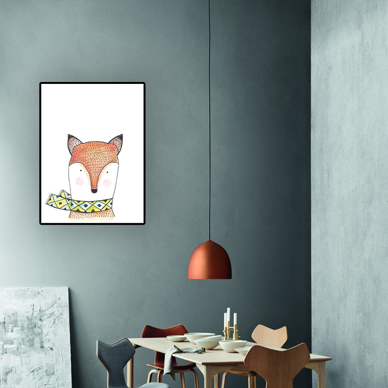 Animal Print Wall Art Living Room Pot Plant Canvas Painting in White for House Decor