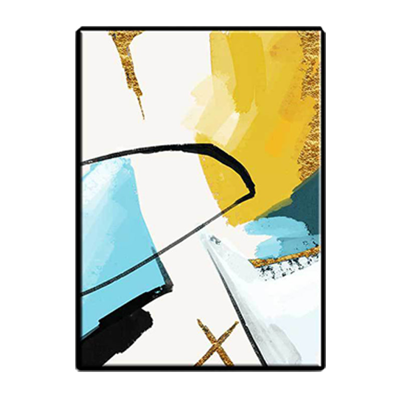 Contemporary Abstract Painting Canvas Yellow Textured Wall Art Decor for Living Room