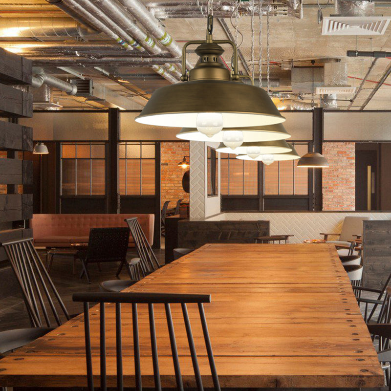 Barn Shade Dining Room Hanging Ceiling Light Vintage Metallic 1 Head Antique Brass Pendant Lamp