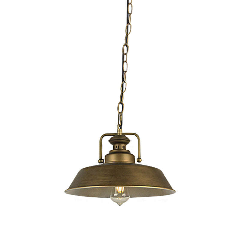 Barn Shade Dining Room Hanging Ceiling Light Vintage Metallic 1 Head Antique Brass Pendant Lamp
