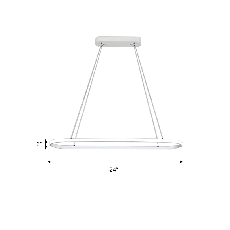 Ovaler Küchenleuchter Aluminium 1/2 Lichter moderne weiße LED -Anhängerleuchte in neutralem/warmem/weißem Licht