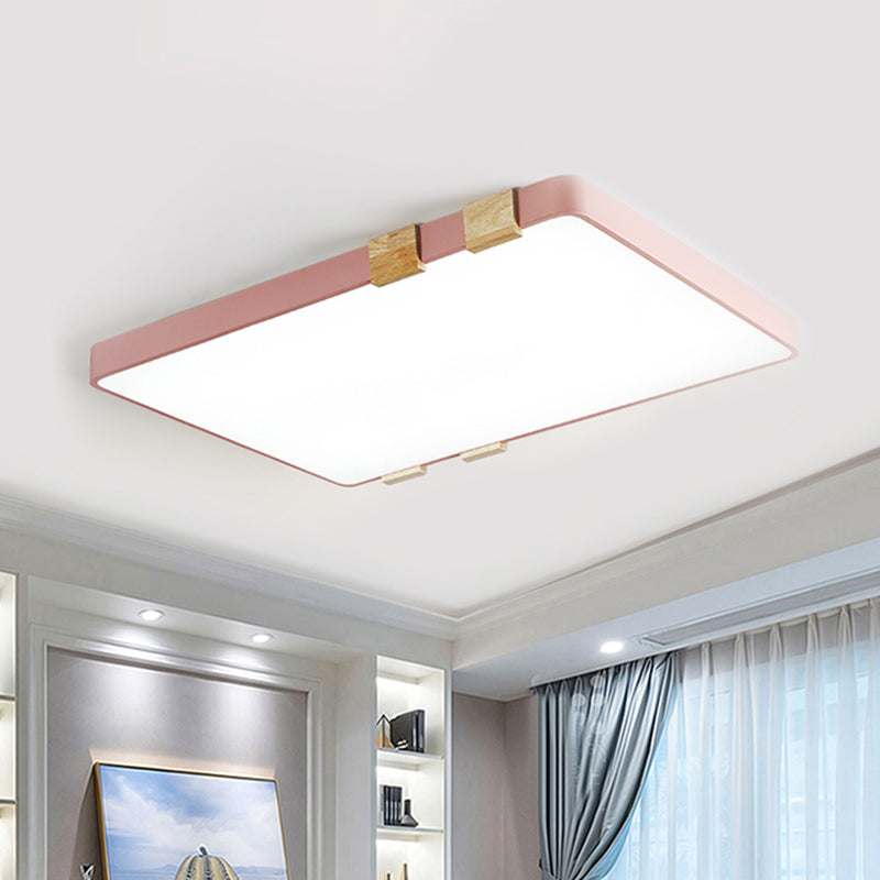 Fixation rectangulaire Plafond Nordique Acrylique 1-Rose légère / jaune / Bleu Flush Mount Lamp in Warm / White Light