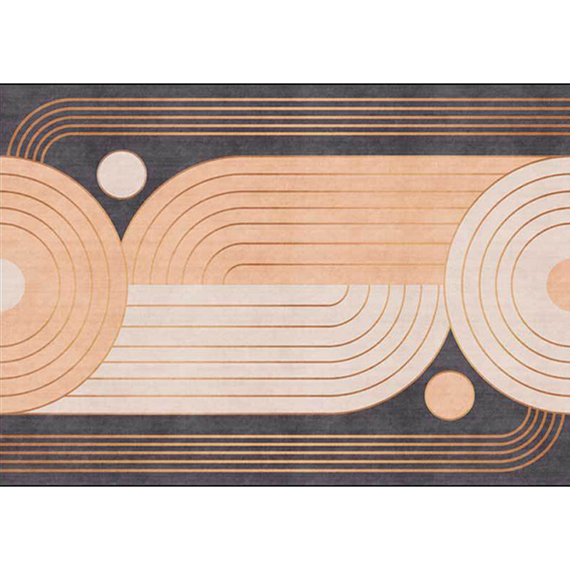 Orange and Grey Novelty Rug Polyester Swirl Stripe Pattern Rug Washable Non-Slip Backing Carpet for Living Room