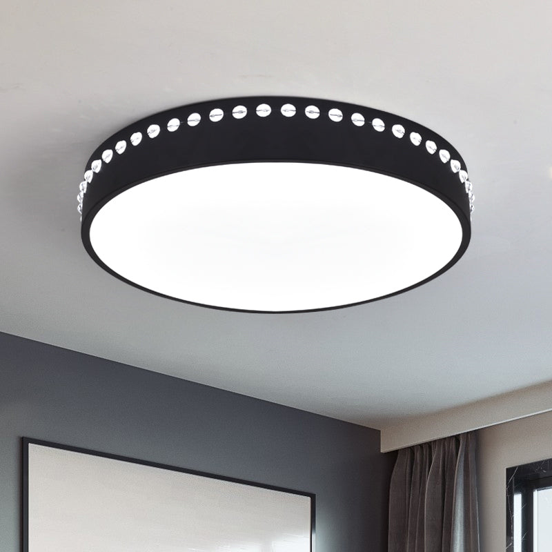 Drum Acrylic Ceiling Light Fixture Modern LED Black/White/Grey Flush Mount Lighting in Warm/White Light, 14"/18"/21.5" Dia