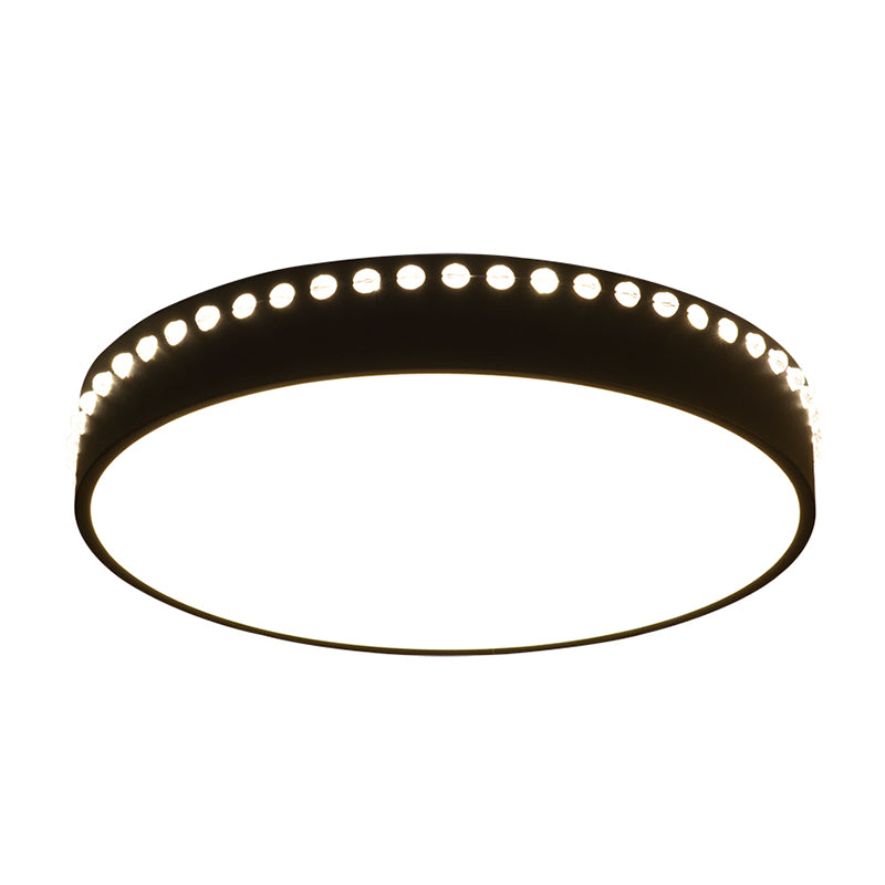 Drum Acrylic Ceiling Light Fixture Modern LED Black/White/Grey Flush Mount Lighting in Warm/White Light, 14"/18"/21.5" Dia