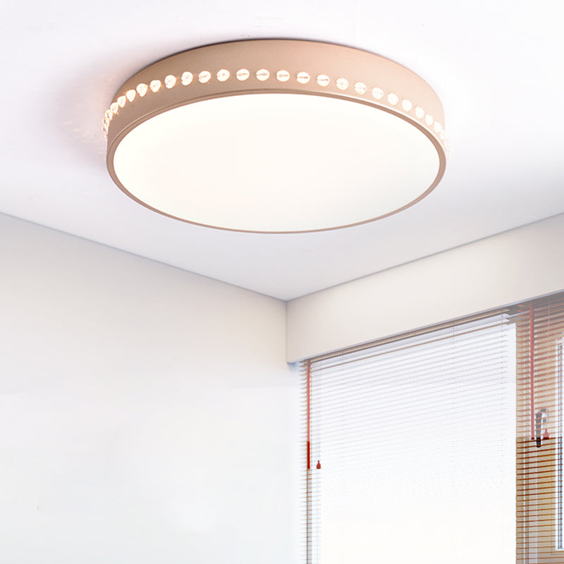 Drum Acrylic Ceiling Light Fixture Modern LED Black/White/Grey Flush Mount Lighting in Warm/White Light, 14"/18"/21.5" Dia