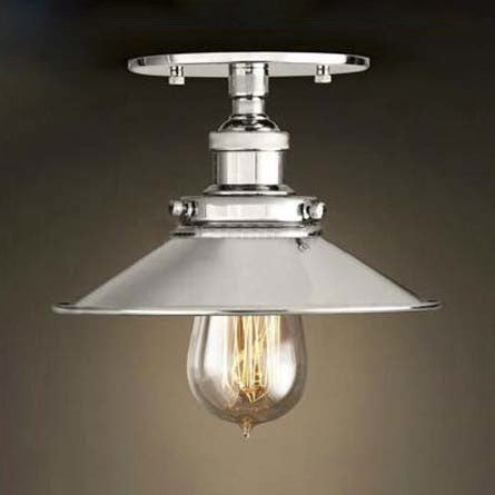 Zwart/Roest Cone Schaduw Semi Flush Mount Retro Stijlvol Metallic 1 Hoofd Balkon Dicht bij plafondverlichting
