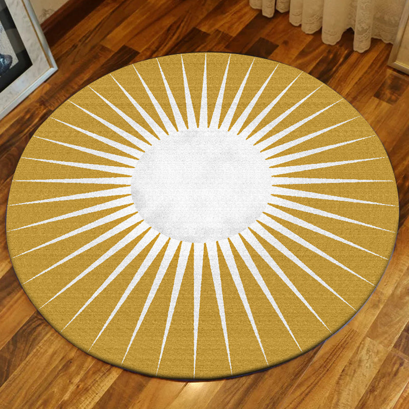 Funky Radial Pattern Rug Brown and Yellow Modern Rug Polyester Washable Non-Slip Backing Area Rug for Living Room