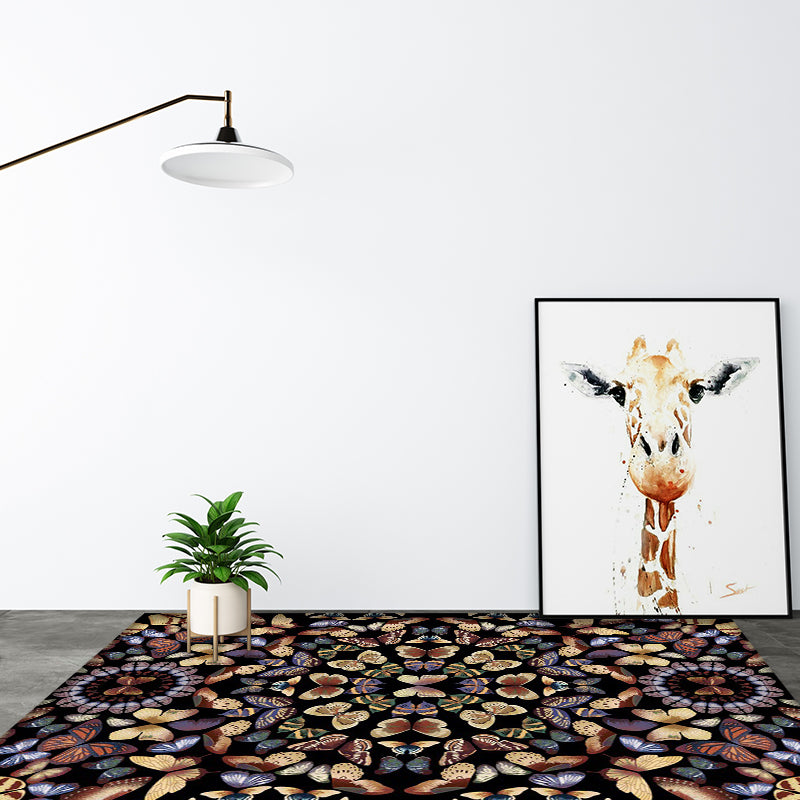 Alfombra vintage de poliéster de alfombra de poliéster en blanco y negro alfombra de respaldo lavable para sala de estar lavable para sala de estar para sala de estar