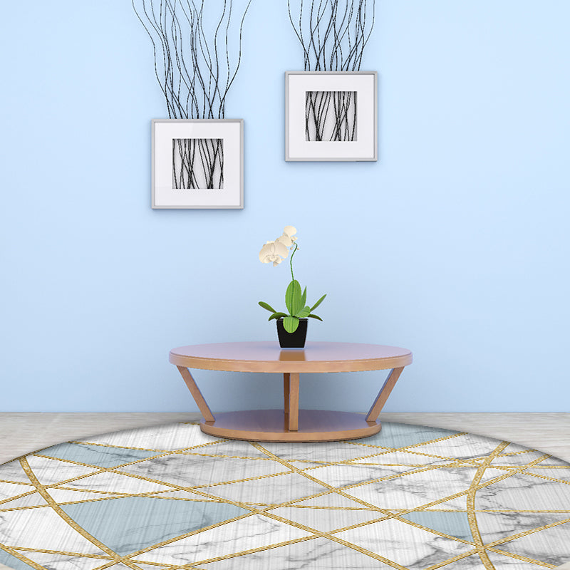 Stijlvol geometrisch patroon Tapijtwit en roze Noordse tapijten Polyester wasbaar Wasbaar Non-Slip Backing Area Tapje voor woonkamer