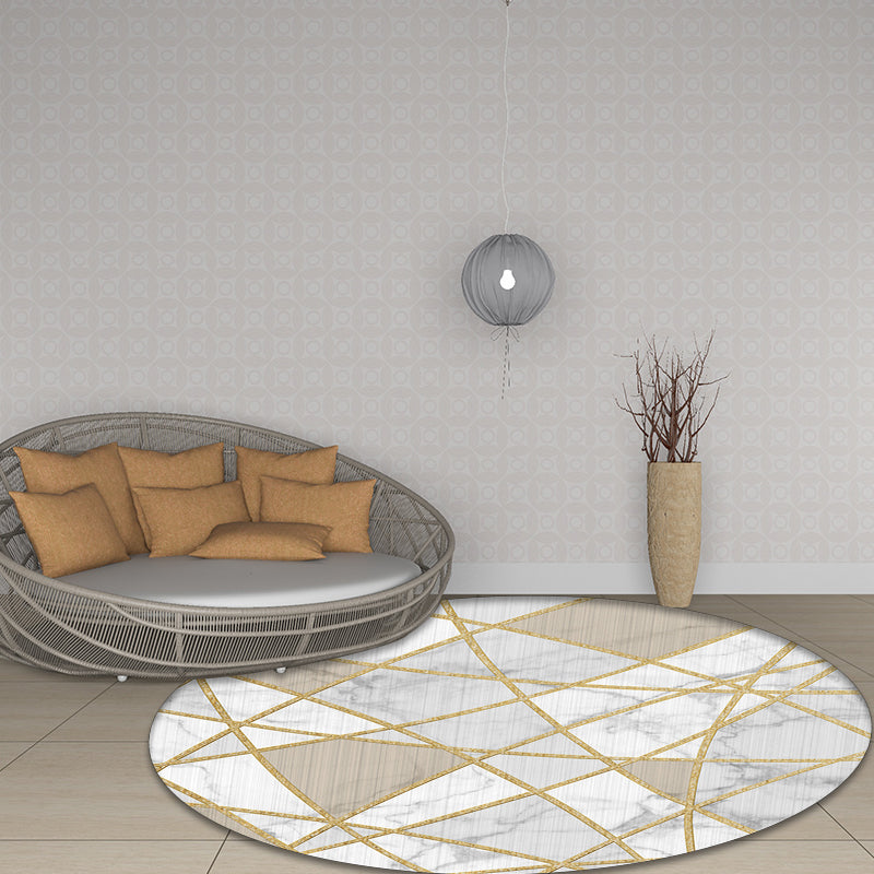 Stijlvol geometrisch patroon Tapijtwit en roze Noordse tapijten Polyester wasbaar Wasbaar Non-Slip Backing Area Tapje voor woonkamer