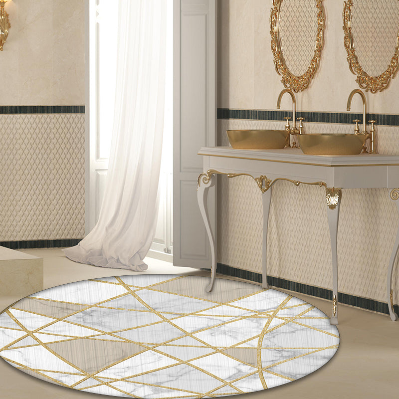 Stijlvol geometrisch patroon Tapijtwit en roze Noordse tapijten Polyester wasbaar Wasbaar Non-Slip Backing Area Tapje voor woonkamer