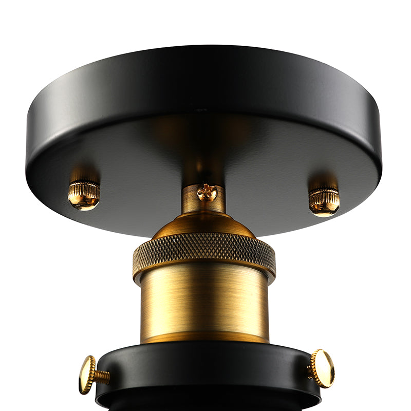 Zwart/Roest Cone Schaduw Semi Flush Mount Retro Stijlvol Metallic 1 Hoofd Balkon Dicht bij plafondverlichting