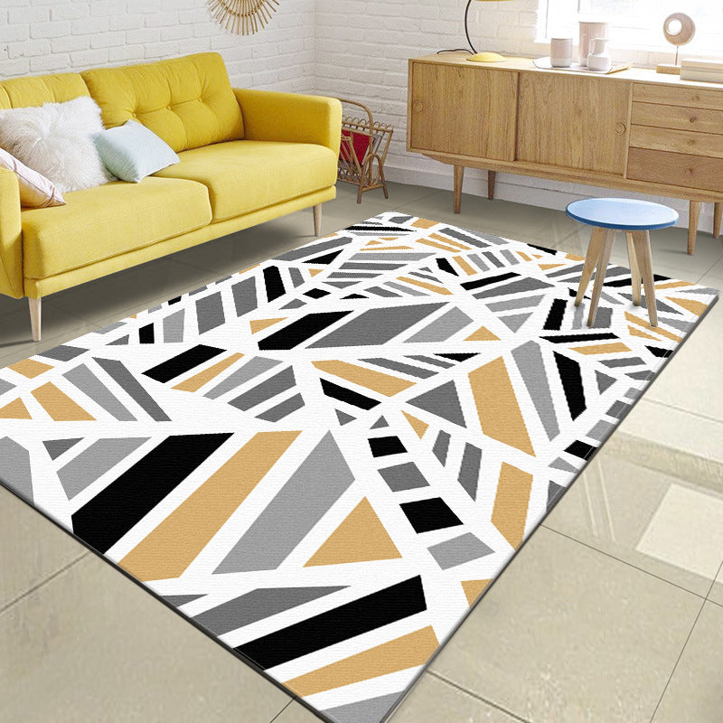 Minimalist Modern Rug in Grey Geometry Irregular Shape Pattern Rug Polyester Non-Slip Backing Carpet for Home Decoration