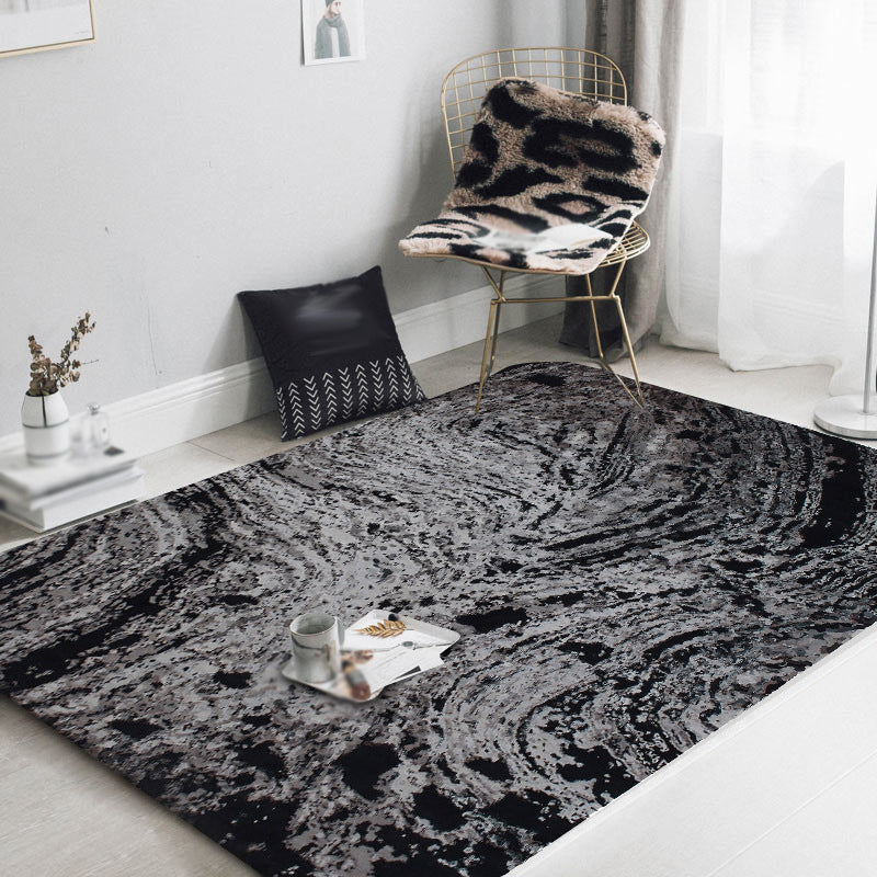 Modern Living Room Rug in Black Abstract Painting Print Rug Polyester Pet Friendly Area Rug