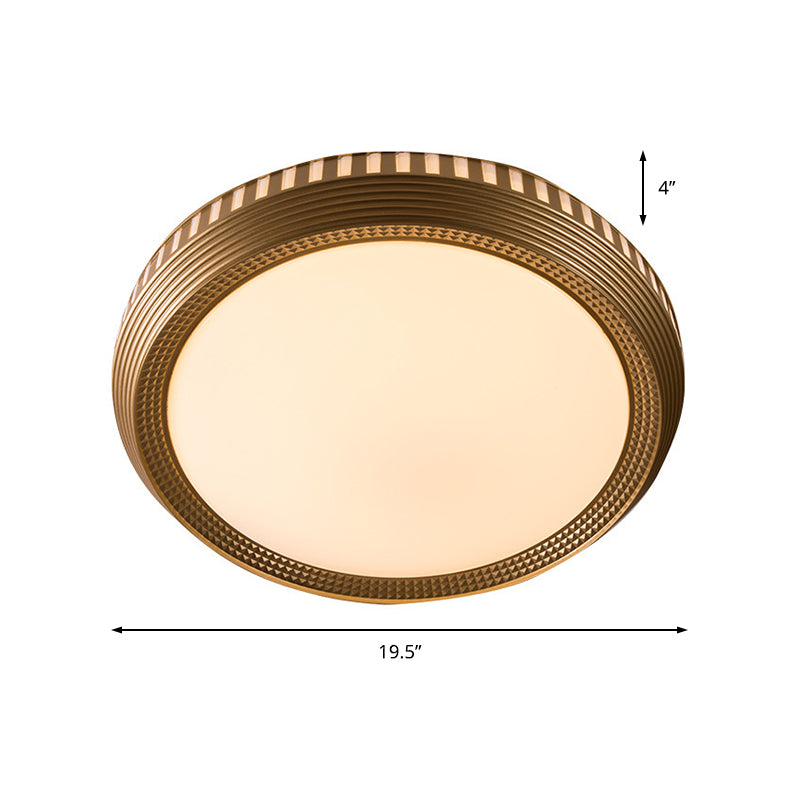 1 Light Bedroom Ceiling Lighting Fixture with Round Acrylic Shade Gold Flush Lamp in White/Warm Light