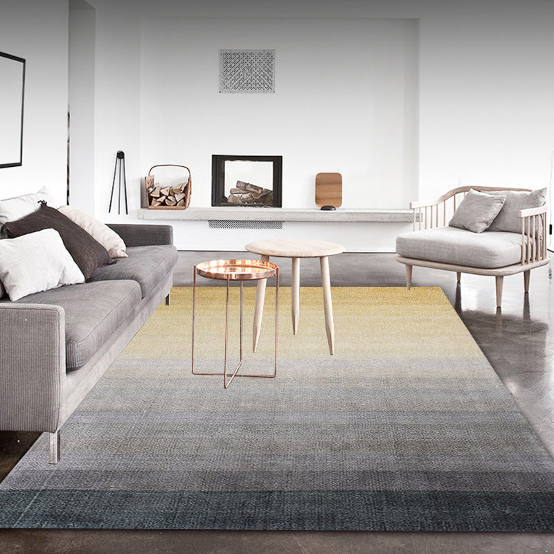 Alfombra ombre única alfombra casual gris y amarilla sintética alfombra del área de respaldo antideslizante lavable para sala de estar