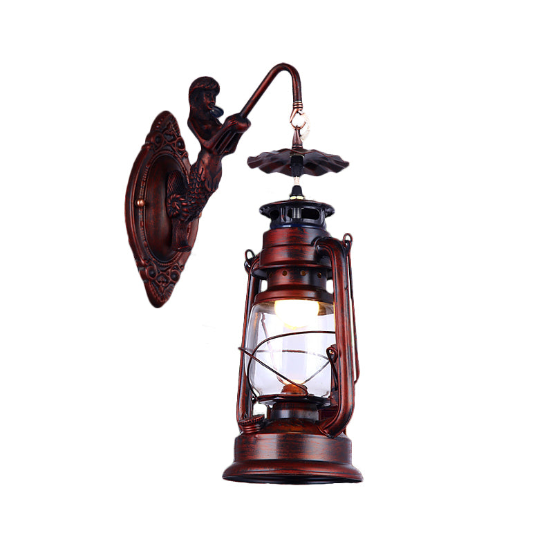 Rust One Light Splock Industrial Industrial Clear Glass Lighting Lighting para corredor para corredor