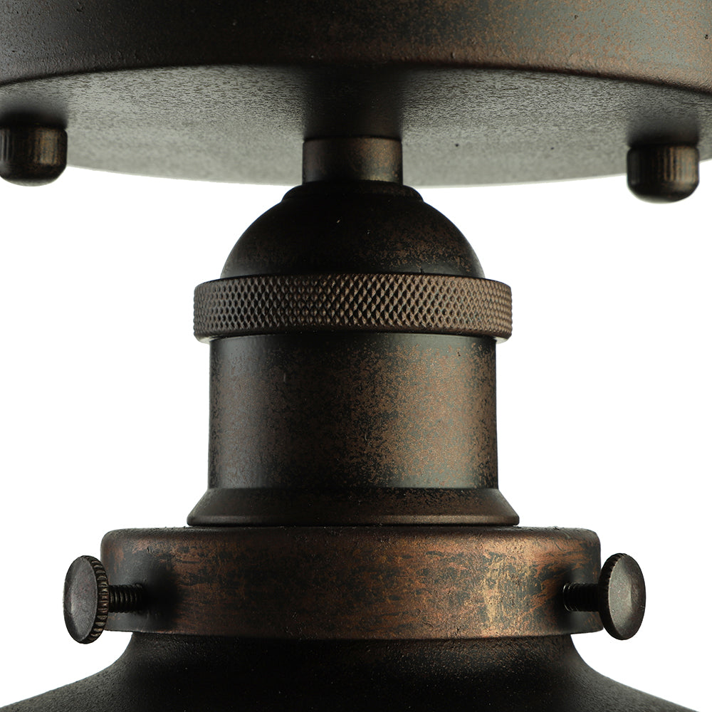 Zwart/Roest Cone Schaduw Semi Flush Mount Retro Stijlvol Metallic 1 Hoofd Balkon Dicht bij plafondverlichting