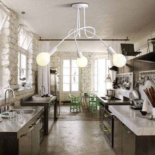 Montaje empotrado de techo de 3/5 cabezales con brazo giratorio, iluminación de montaje semiempotrado de cocina elegante Retro de Metal en blanco y negro