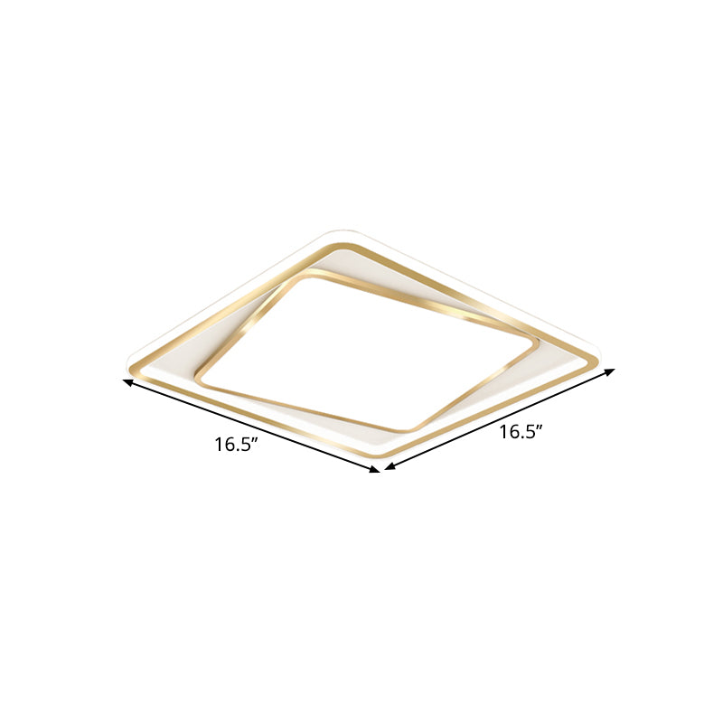 Overlap Square Massimale Illuminazione Minimalismo Metallo 16,5 "/20.5" Wide LED Gold Flush Mount Lamp (La personalizzazione sarà di 7 giorni)