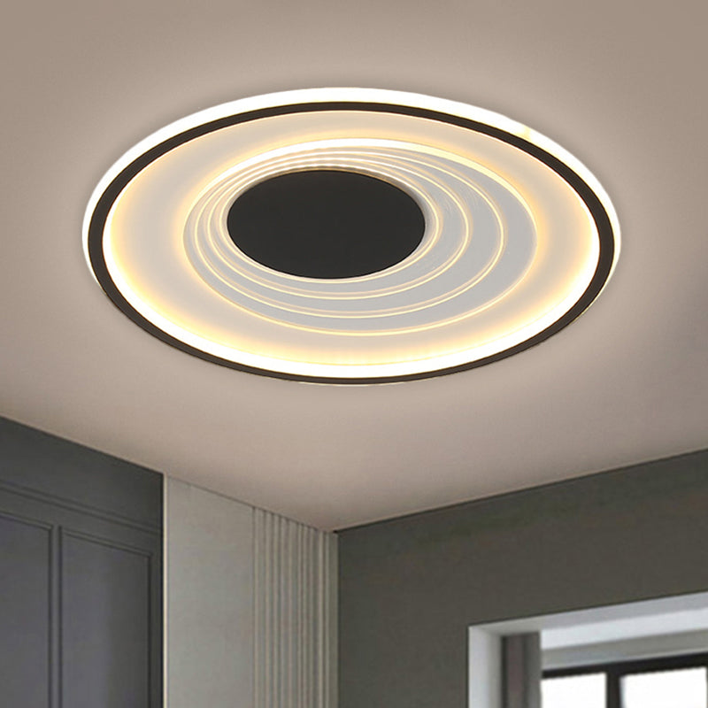 Planetary Orbit Flush Lamp Minimalism Metal Black/Gold LED Ceiling Fixture in Warm/White Light, 16"/19.5" Width