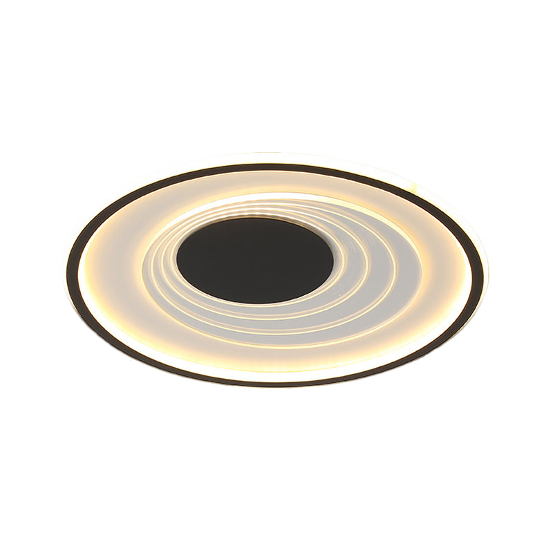 Planetary Orbit Flush Lamp Minimalism Metal Black/Gold LED Ceiling Fixture in Warm/White Light, 16"/19.5" Width