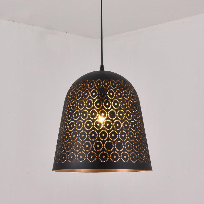 Metallic Black Deckenleuchte Zylinder/Oval 1 Kopflager gemustertes Anhängerlampe für Restaurant
