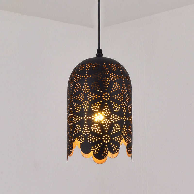 Metallic Black Deckenleuchte Zylinder/Oval 1 Kopflager gemustertes Anhängerlampe für Restaurant